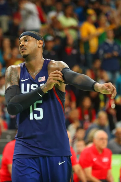 Rio De Janeiro, Brezilya - 10 Ağustos 2016: Olimpiyat Şampiyonu takım ABD grup A basketbol match Team Usa ve Avustralya Rio 2016 Olimpiyat oyunları arasında eylem Carmelo Anthony (sayı 15) 