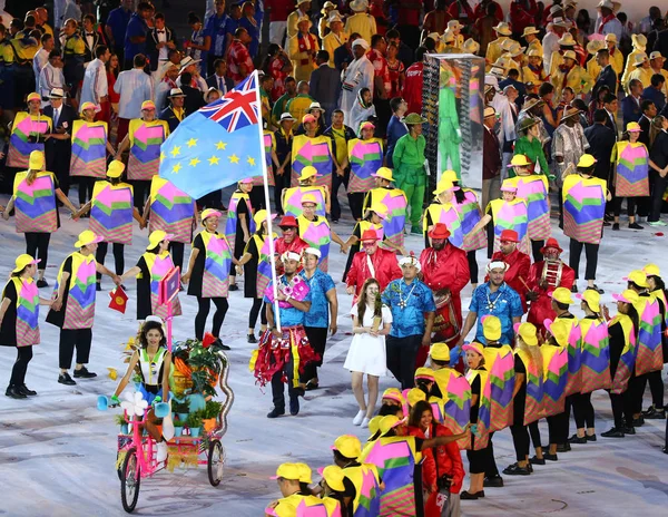 Rio Janeiro Brasil Agosto 2016 Equipe Olímpica Tonga Marchou Para — Fotografia de Stock