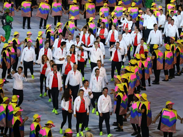 Ρίο Ντε Τζανέιρο Βραζιλία Αυγούστου 2016 Ολυμπιακή Ομάδα Ελβετία Βάδισε — Φωτογραφία Αρχείου