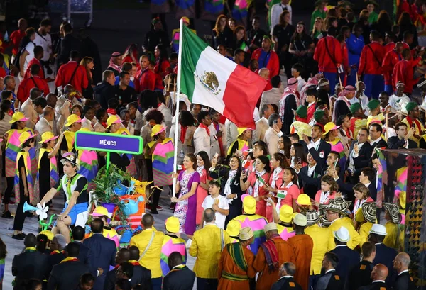 Rio Janeiro Brasilien August 2016 Mexikanische Olympiamannschaft Marschierte Bei Der — Stockfoto