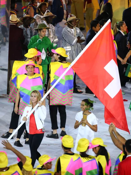 Rio Janeiro Brasil Agosto 2016 Equipo Olímpico Suiza Entró Ceremonia —  Fotos de Stock