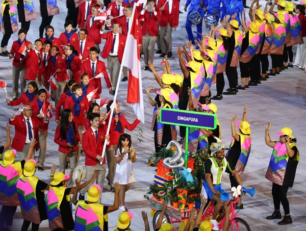 Rio Janeiro Brasil Agosto 2016 Equipo Olímpico Singapur Entró Ceremonia —  Fotos de Stock