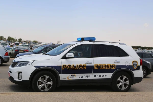 Бершеба Израиль Мая 2017 Года Израильская Полицейская Машина Обеспечивает Безопасность — стоковое фото