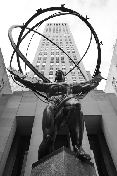 New York City December 2017 Atlas Statue Lee Lawrie Front — Stock Photo, Image