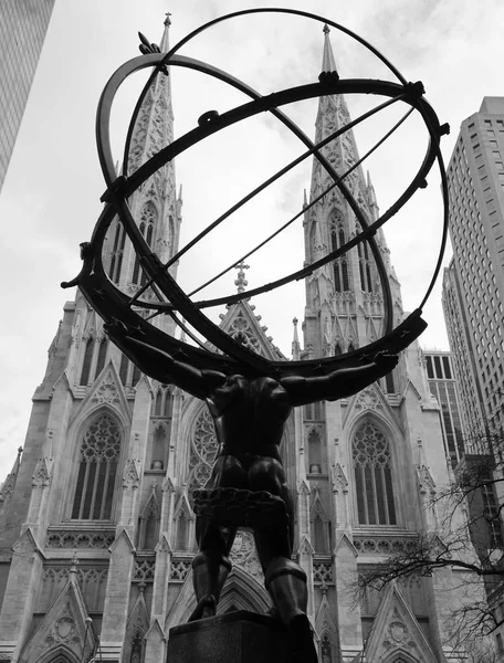 Nova Cidade Iorque Dezembro 2017 Estátua Atlas Lee Lawrie Catedral — Fotografia de Stock