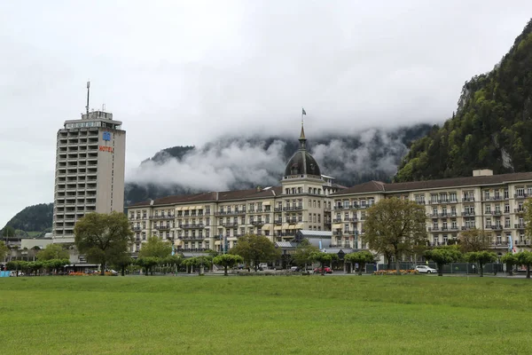 Interlaken Zwitserland Mei 2017 Historisch Victoria Jungfrau Grand Hotel Spa — Stockfoto