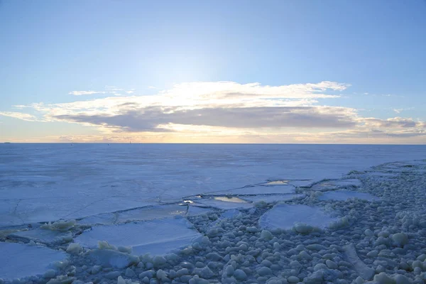 Ледовое Поле Дробленым Льдом Балтийском Море — стоковое фото