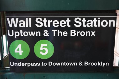 New York - 12 Aralık 2017: Nyc Wall Street metrosu Manhattan'da. Nyc Transit Authority tarafından sahip olunan, metro sistemi operasyonda 469 istasyonları bulunuyor