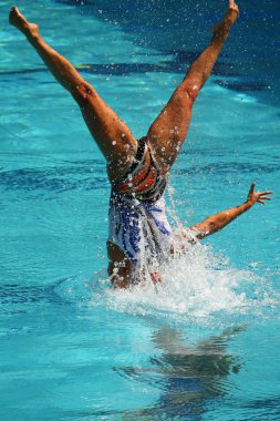 Senkronize yüzme düet Yarışması sırasında