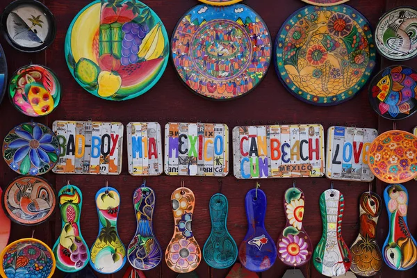 Playa Del Carmen Messico Dicembre 2017 Souvenir Locali Mostra Mercato — Foto Stock
