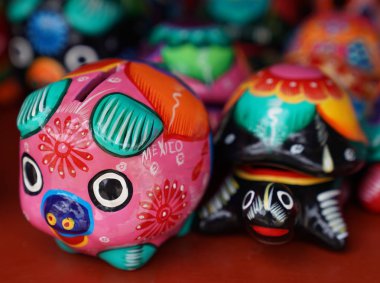 Playa Del Carmen, Meksika - 3 Ocak 2018: Playa Del Carmen, Meksika beach pazarda ekranda yerel Hatıra Eşyası