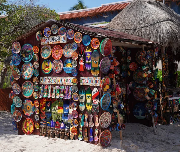 Playa Del Carmen Mexiko Januari 2018 Lokala Souvenirer Utställda Stranden — Stockfoto