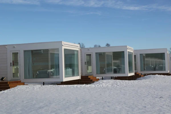 Kemi Finland February 2017 Seaside Glass Villa Snowcastle Area Bothnian — Stock Photo, Image