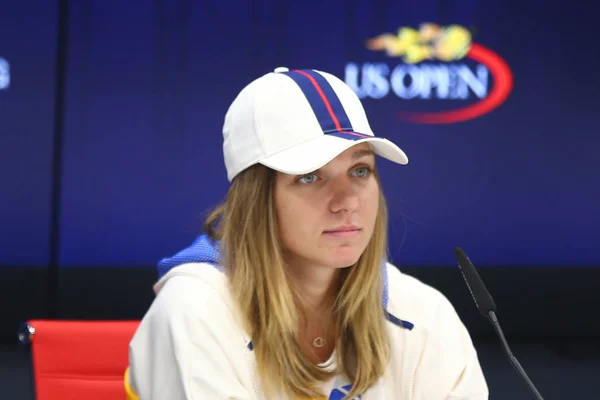 New York Augusti 2017 Professionell Tennisspelare Simona Halep Rumänien Presskonferensen — Stockfoto