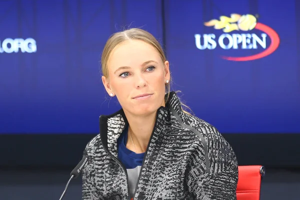 New York Srpna 2017 Profesionální Tenistka Caroline Wozniacká Dánska Během — Stock fotografie