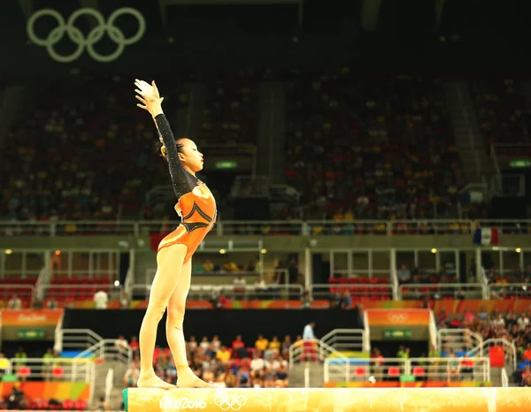 Rio Janeiro Brazil Elokuu 2016 Taiteellinen Voimistelija Tuuletin Yilin Kiinan — kuvapankkivalokuva