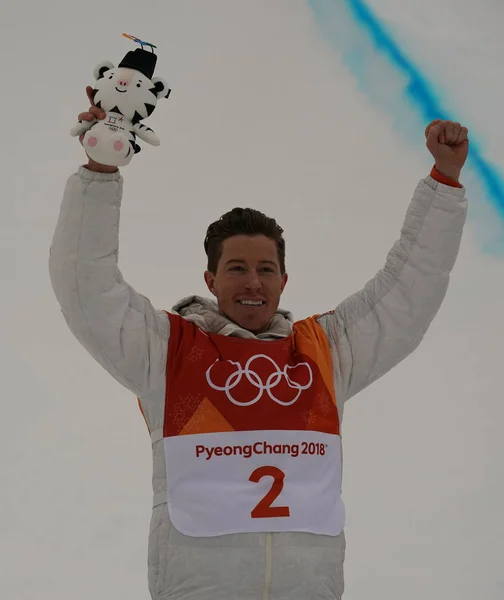 Pyeongchang Güney Kore Şubat 2018 Olimpiyat Şampiyonu Shaun White Erkekler — Stok fotoğraf