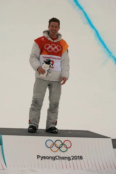 Pyeongchang Güney Kore Şubat 2018 Olimpiyat Şampiyonu Shaun White Erkekler — Stok fotoğraf