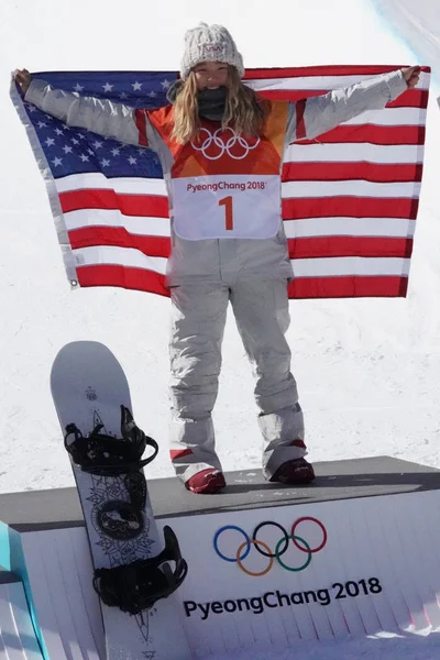 Pyeongchang Güney Kore Şubat 2018 Olimpiyat Şampiyonu Chloe Kim Kadın — Stok fotoğraf