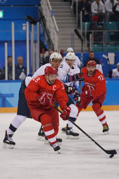 Gangneung Coreia Sul Fevereiro 2018 Campeão Olímpico Capitão Pavel Datsyuk — Fotografia de Stock