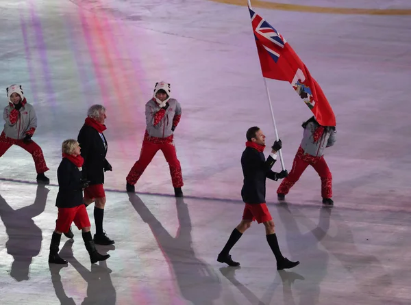 Pyeongchang Sydkorea Februari 2018 Bermudas Enda Idrottsman Och Flagg Bärare — Stockfoto