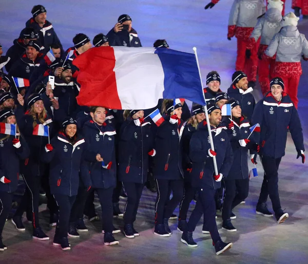 Pyeongchang Corée Sud Février 2018 Champion Olympique Martin Fourcade Portant — Photo