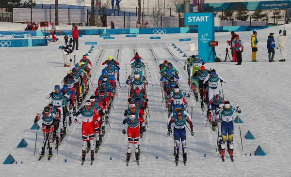 Pyeongchang Sydkorea Februari 2018 Mass Start Damernas Skiathlon Olympiska Vinterspelen — Stockfoto