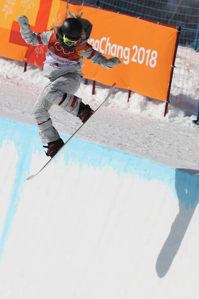 Pyeongchang Coreia Sul Fevereiro 2018 Campeã Olímpica Chloe Kim Dos — Fotografia de Stock