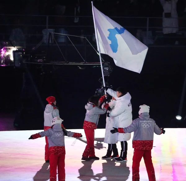 Pyeongchang Coreia Sul Fevereiro 2018 Equipe Olímpica Coreia Sul Marchou — Fotografia de Stock