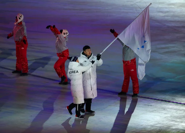 Pyeongchang Zuid Korea Februari 2018 Verenigd Olympisch Team Die Korea — Stockfoto