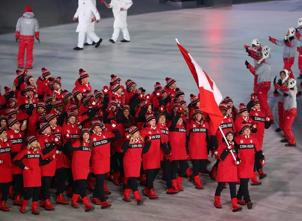 Peongchang Corea Del Sur Febrero 2018 Equipo Olímpico Canadá Entró — Foto de Stock