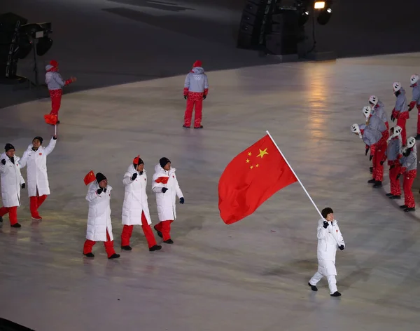 대한민국 2018 올림픽 챔피언 중국의 사람들 공화국 2018 올림픽 개막식에서 — 스톡 사진