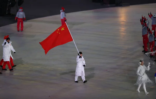 대한민국 2018 올림픽 챔피언 중국의 사람들 공화국 2018 올림픽 개막식에서 — 스톡 사진