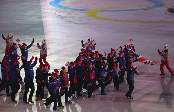 Pyeongchang Coreia Sul Fevereiro 2018 Campeã Olímpica Lizzy Yarnold Carregando — Fotografia de Stock