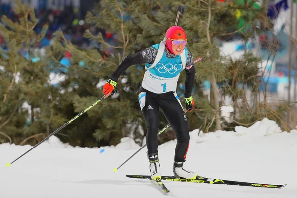 Pyeongchang South Korea February 2018 Olympic Champion Laura Dahlmeier Germany — Stock Photo, Image