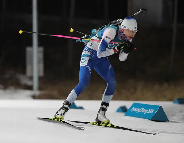 Pyeongchang Coreia Sul Fevereiro 2018 Kaisa Makarainen Finlândia Compete Perseguição — Fotografia de Stock