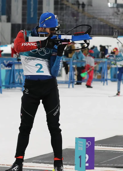 Pyeongchang Corea Del Sur Febrero 2018 Campeón Olímpico Martin Fourcade — Foto de Stock