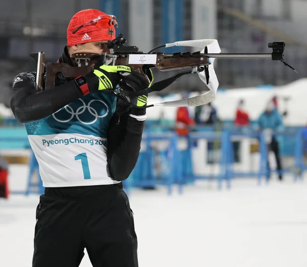Pyeongchang Corea Del Sur Febrero 2018 Campeón Olímpico Arnd Peiffer — Foto de Stock