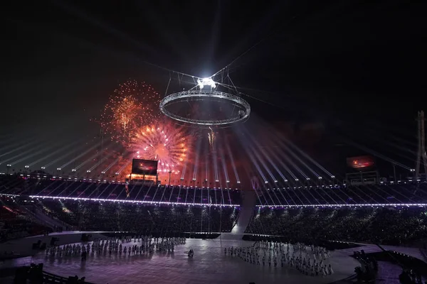 2018年2月9日 2018 冬奥会开幕典礼 2018奥运会正式开幕 在韩国平昌奥林匹克体育场举行了丰富多彩的仪式 — 图库照片