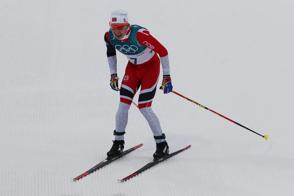 Pyeongchang Korea Południowa Lutego 2018 Olympic Champion Simen Hegstad Krueger — Zdjęcie stockowe