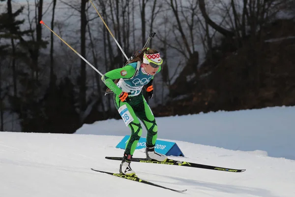 Pyeongchang Coreia Sul Fevereiro 2018 Campeã Olímpica Darya Domracheva Bielorrússia — Fotografia de Stock