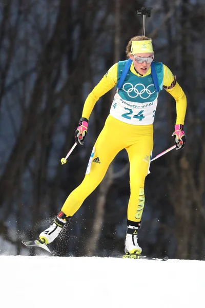 Mistrz Olimpijski Pyeongchang Korea Południowa Lutego 2018 Hanna Oeberg Szwecji — Zdjęcie stockowe