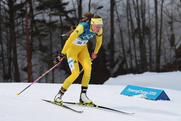 Pyeongchang Coréia Sul Fevereiro 2018 Campeã Olímpica Hanna Oeberg Suécia — Fotografia de Stock