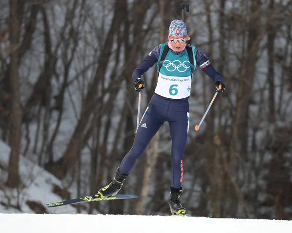 Pyeongchang South Korea February 2018 Olympic Champion Anastasiya Kuzmina Slovakia — Stock Photo, Image