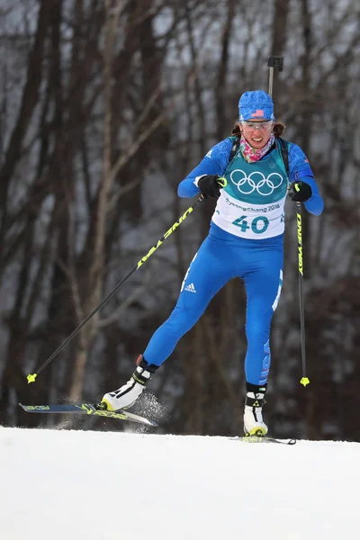 Pyeongchang Korea Południowa Lutego 2018 Susan Dunklee Usa Konkuruje Biathlonie — Zdjęcie stockowe