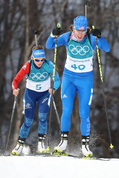 Pyeongchang Sydkorea Februari 2018 Susan Dunklee Usa Tävlar Skidskytte Kvinnor — Stockfoto