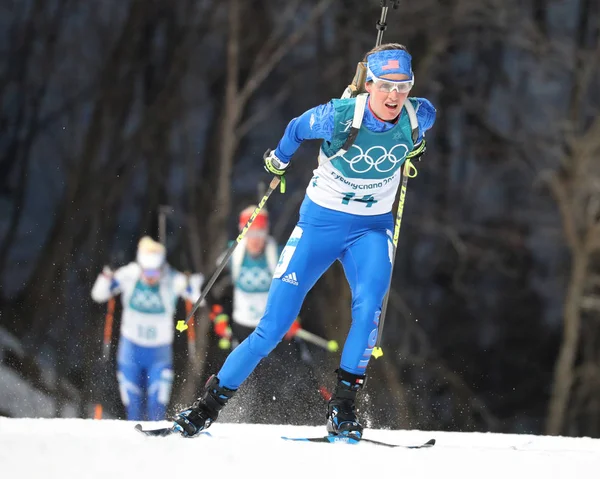 Pyeongchang Korea Południowa Lutego 2018 Clare Egan Usa Konkuruje Biathlonie — Zdjęcie stockowe