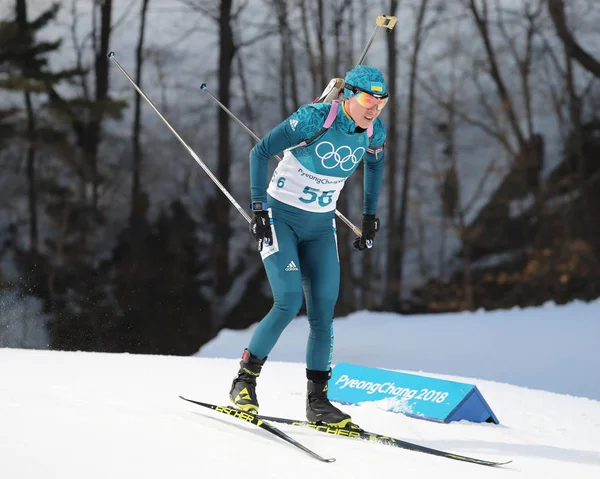 Pyeongchang South Korea February 2018 Yuliia Dzhima Ukraine Competes Biathlon — Stock Photo, Image