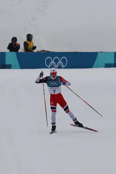 Pyeongchang South Korea February 2018 Olympic Champion Simen Hegstad Krueger — Stock Photo, Image