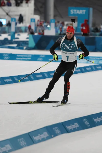 Pyeongchang Korea Południowa Lutego 2018 Mistrz Olimpijski Arnd Peiffer Niemiec — Zdjęcie stockowe